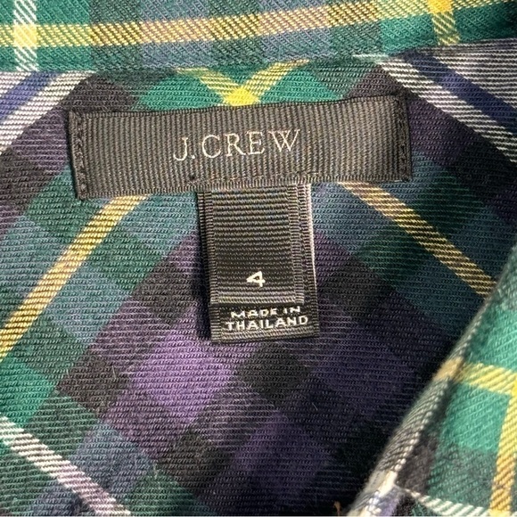 J Crew Boyfriend Plaid Flannel Shirt Blue Green - Picture 5 of 5